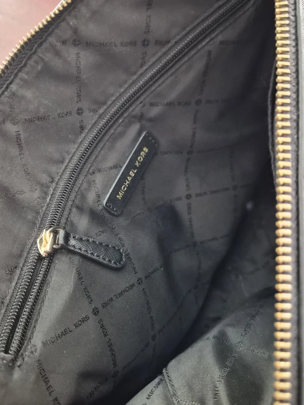 Michael Kors Black Saffiano Dome Crossbody Bag with Gold Hardware